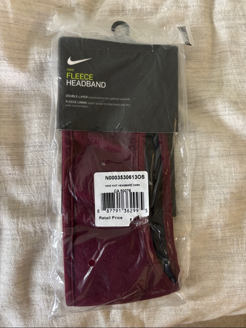 Nike Fleece Running Headband in Burgundy